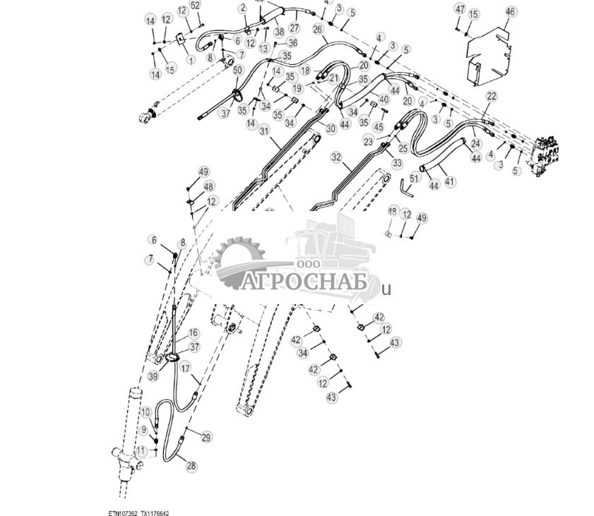 Трубопроводы погрузчика, 3 функции, правая сторона - ST816020 495.jpg